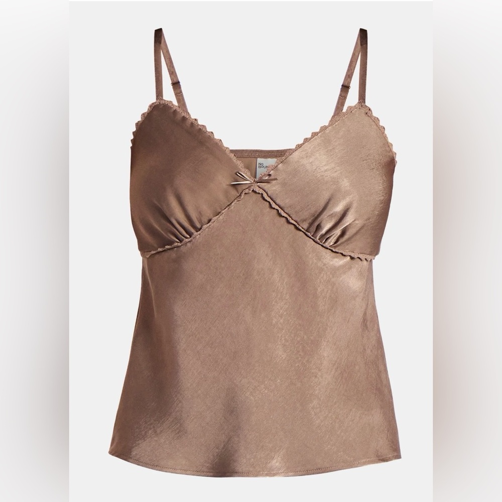 NWT Satin Lace Cami 🦋 Bronze, Toupee, Coquette Y2K Top Medium
